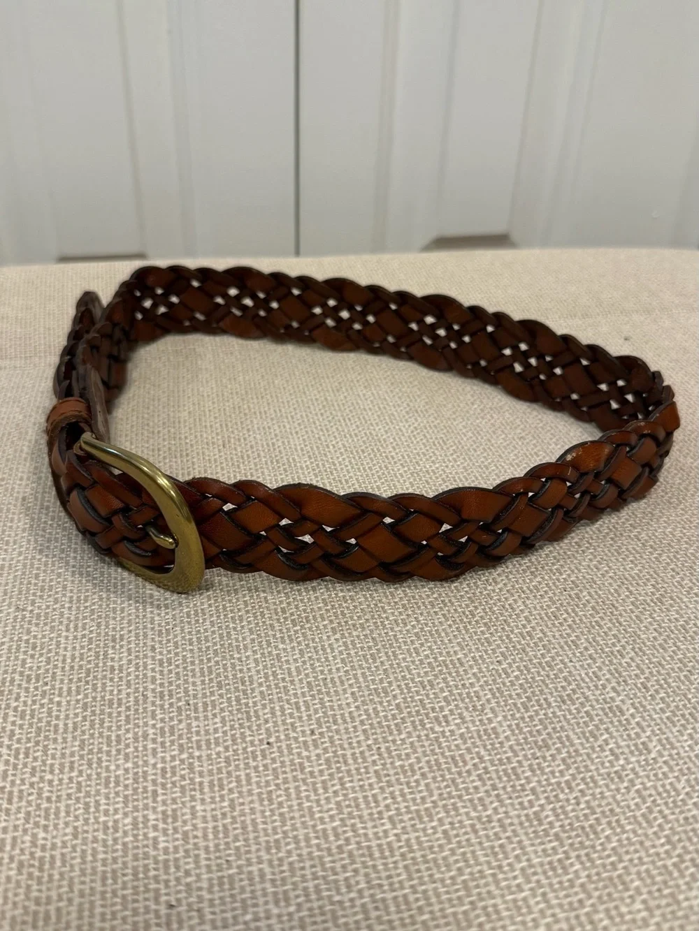 Express Vintage Woven Braided Leather Belt Brown Women’s Size Small